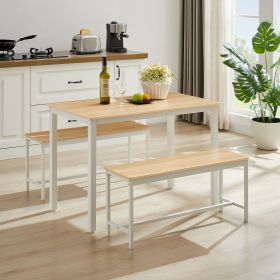 Dining Table Set, Bar Table with 2 Dining Benches, Kitchen Table Counter with Chairs, Industrial for Kitchen Breakfast Table, Living Room, Party