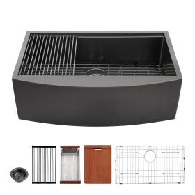 Farmhouse Sink Kitchen Sink Apron Front Single Bowl Workstation Stainless Steel Sink (style: Style 1, size: 30")