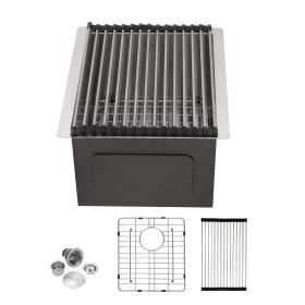 Undermount Sink Stainless Steel 18 Gauge Single Bowl Kitchen Sink Basin with Strainer (size: 14"x18")