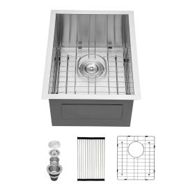 Undermount Sink Stainless Steel 18 Gauge Single Bowl Kitchen Sink Basin with Strainer (size: 15"x20")