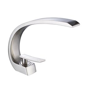 Bathroom Sink Faucet, Unique Design Single Handle Single Hole Lavatory Faucet (Color: Brushed nickel)